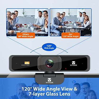 4K Zoomable Webcam with Upgraded Remote Control, 8MP Sony Sensor Webcam with Microphone and 4X Digital Zoom, Pro USB Webcam for Streaming/Conference/Online Teaching/Video Calling/Zoom/Skype