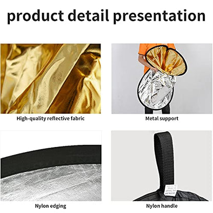Godox 59″x79″/150x200cm Collapsible Photography Light Reflector, 5-in-1 Oval Multi Disc Diffuser with Carrying Bag - Gold, Silver, Black, White, Translucent for Video Studio Outdoor Lighting - size: 59″x79″/150x200cm