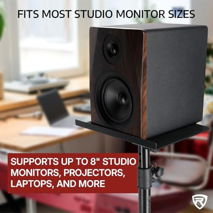 Rockville DMS75 Pair Studio Monitor Speaker Stands, Desk Clamp, 15 Degree Adjustable Tilt, 6 Height Positions, Silicone Anti-Slip Pad | 15 Degree Tilt, 360 Degree Rotation, Silicone Grip, Tool-Less Assembly, 6-Position Height, 60 lb Capacity