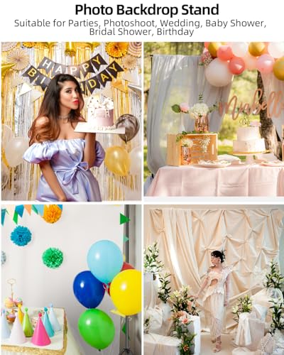 Hemmotop Photo Backdrop Stand, 10x7ft (WxH) Photography Background Stand for Photoshoot, Wedding, Birthday, Baby Shower Parties, Projector Screen, Decoration, Balloons - size: 10x7ft