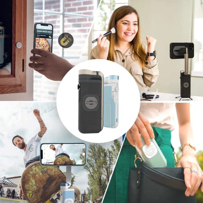 PowerVision S1,Smartphone Gimbal - Portable, Wireless Charging, 3-Axis Stabilization, Face Tracking, Gesture Control, Anti-Shake, Compatible with YouTube/TikTok/Vlogging (Car Mount Kit, Blue)