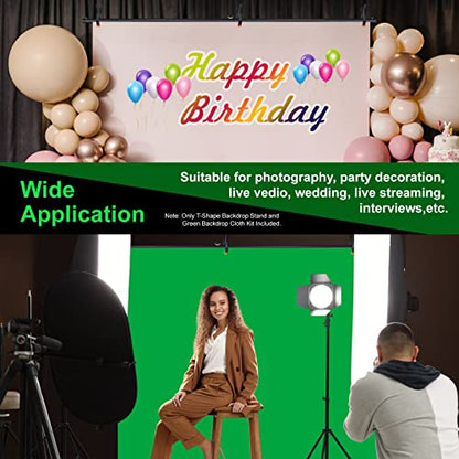 LINCO Lincostore Green Screen Backdrop Kit 5x6.7ft, Portable Green Screen Stand with T-Shape Stand Holder, Carrying Bag for Photography, Party, Decoration, Streaming, Video AM207