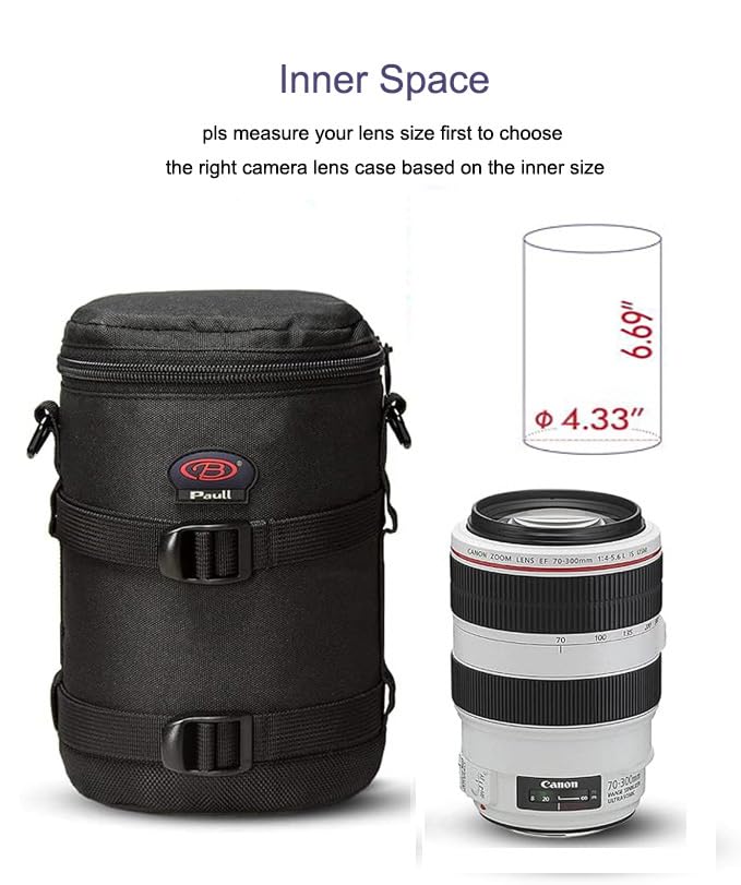 Camera Lens Case DSLR Camera Lens Bag Fits for Canon Nikon Pentax Sony Olympus Panasonic and Other Camera Lens - size: BL-0006