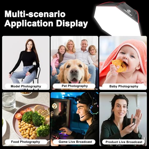 Light Box Photography Lighting Kit:2-Pack 37" Octa Softbox,Honeycomb Grid,110W LED Lamps,RC,Tripod Stands for Studio Light,Video Recording,Portraits,Model/Food/Pet/Baby/Product Shoots & Live Streaming - size: 2-Pack