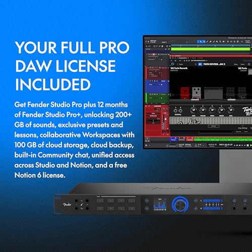 Fender Quantum HD 8 | 26x30 USB-C Audio Interface for Music Production, Next-Gen MAX-HD Mic Preamps, Instrument Inputs, ADAT & S/PDIF I/O, Auto Gain, Re-Amp Outputs, Loopback, Headphone Amp, Mac & PC | 26x30 USB-C Audio Interface with Max-HD Mic Preamps,