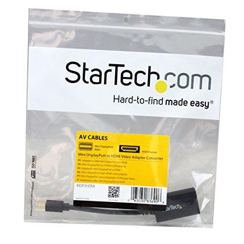 StarTech.com Mini DisplayPort To HDMI Adapter - 1080p - Mini DP To HDMI Monitor/Display/TV - Passive mDP 1.2 to HDMI Adapter Dongle Video Converter - Upgraded Version Is MDP2HDEC (MDP2HDMI),Black - color: Black, style: 1080p