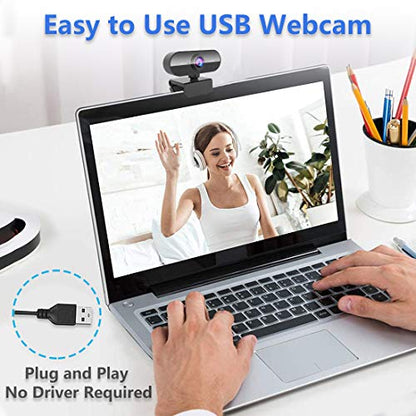 FWV Webcam with Microphone&1080P HD Web Cam,Stand for PC/MAC/Laptop/Desktop, Wide Angle Web Cameras for YouTube,Skype,Zoom,Xbox One,Video Calling,Studying and PS4 - color: Black -PC, style: 1080p webcam