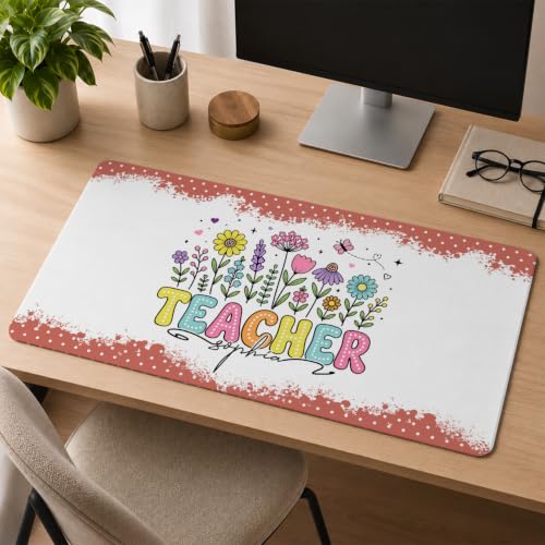 Teacher Desk Mat and Wrist Rest Set - Composition Book Large Mouse Pad with Ergonomic Keyboard Support, Cute Classroom Decor, Appreciation Gift (Style 4) - color: Style 4