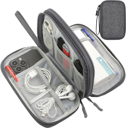 CAAORDKSO Electronics Organizer Case, Cable Organizer Bag Waterproof Electronic Accessories Carry Case with Handle for Cable, Cord, USB, Charger, Phone, Power Bank, Earphone (Dark Gray, Medium) - color: Dark Gray, size: Medium