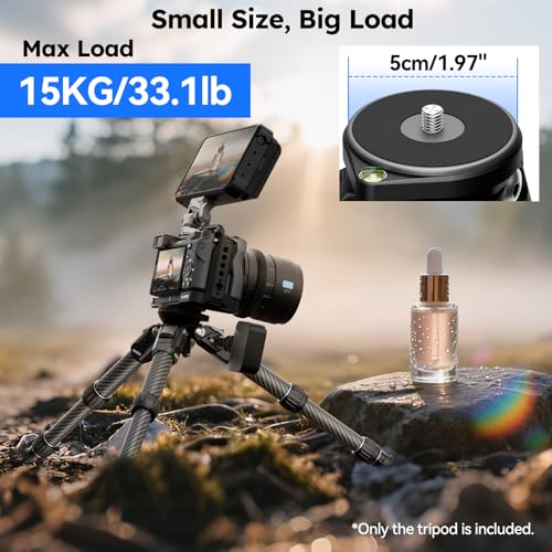 SIRUI Carbon Fiber Mini Tripod with Bowl Base, 33lbs Max Load, Ultra-Lightweight 1.63lbs, 8.82in Folded, 360° Panorama & ±15° Tilt for Camera/Phone/Vlogging（AM-223LS） - style: Bowl Base Tripod