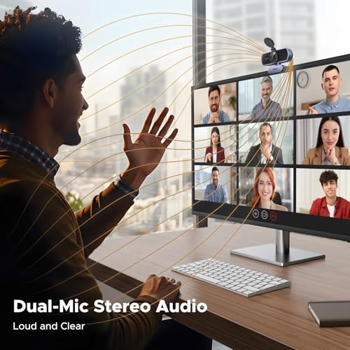 UGREEN 2K Webcam for PC Ultra HD 1080P Computer Webcam with Microphone, PC Camera with Privacy Cover, USB Web Camera for Streaming, Conference, Video Calling, Zoom, Skype, Teams, FaceTime, Grey - color: Grey