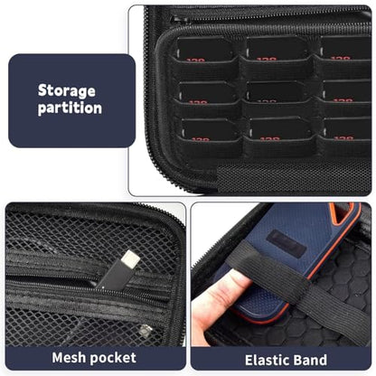 Case for SanDisk Extreme Portable SSD & Extreme PRO, Hard Shell Protective Storage Bag with Carabiner, Fits 1TB 2TB 4TB 8TB External Solid State Drive (Black, for 2 Hard Drives)