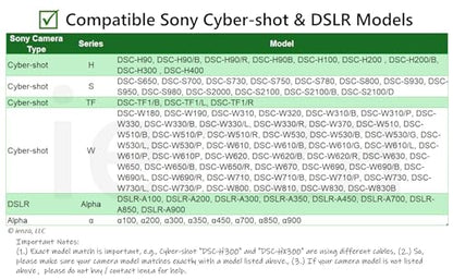 USB PC Data Transfer Battery Charger Cable for Select Sony Cybershot DSC-H200 DSC-H300 DSC-W370 DSC-W800 DSC-W830 DSC-W310 (Check Product Description for List of Compatible Models Before Buying)