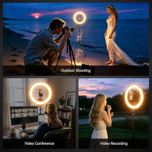 NEEWER 18" Ring Light, Wireless Professional Edge Lit Lighting with Tripod Stand, 45W 2900K-7000K CRI97+, 14.4V 3500mAh Battery, Phone Selfie Video Makeup Studio Streaming Photography, RB18B