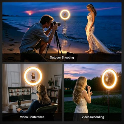 NEEWER 18" Ring Light, Wireless Professional Edge Lit Lighting with Tripod Stand, 45W 2900K-7000K CRI97+, 14.4V 3500mAh Battery, Phone Selfie Video Makeup Studio Streaming Photography, RB18B