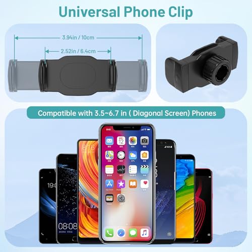 Phone Tripod Mount with Cold Shoe Mount, Portable Tripod Stand, Flexible Adjustable 2-Stage Arms Ball Joint Cellphone Holder Adapter, Compatible with iPhone 17|16|15|14|13|12|11, Nexus, LG, Galaxy Tab