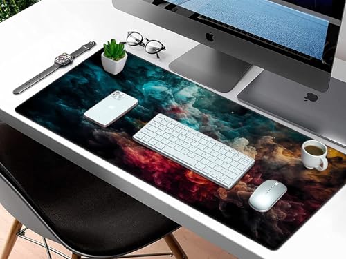 Rinaze Large Gaming Mouse Pad Desk Mat with Superior Micro-Weave Cloth, XXL Big Mousepad with Stitched Edges, Anti-Slip Desk Keyboard Pad for Gaming, Office and Home - color: Muted Colors