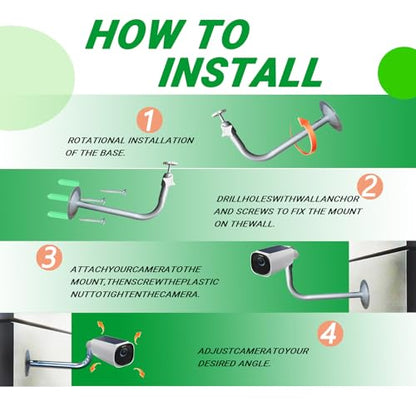 1PCS Aluminum Alloy Bent Tube 9.4IN Camera Mount for eufyCam 2C/2C Pro, 3C/S300, Adjustable Wall Mount Brackets Indoor/Outdoor - size: 9.4 inch 1PCS