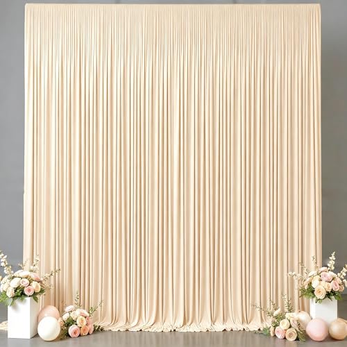 10x10FT Backdrop Curtains with Rod Pockets - Wrinkle Free Photo Stage Backdrop 2 Panels Curtains Drapes for Photography Wedding Party Baby Shower Decorations (Champagne) - color: Dark Champagne, size: W5' x H10'(2 panels)
