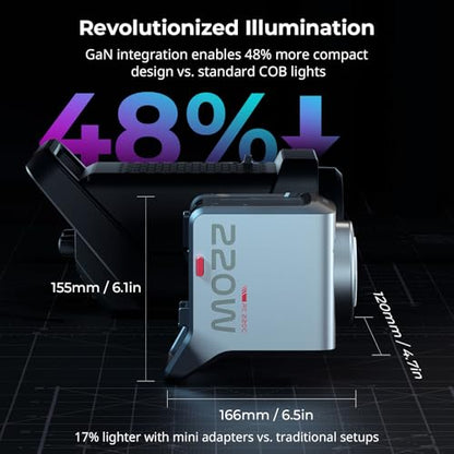 SMALLRIG RC 220C RGB COB LED Video Light Bowens Mount, 200W 36000 Full-Color Video Light 2700-10000K, CRI97+/TLCI98+, Support Wireless Power Supply, App Control, for Photography and Photo Studio - color: RGB