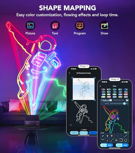 KeoBin APP DJ Laser Lights Professional - 200+ 3D RGB Animation Laser Light Show, Hand Drawing, Custom Patterns, Sound Actived & DMX Sync for Party, Stage, Club