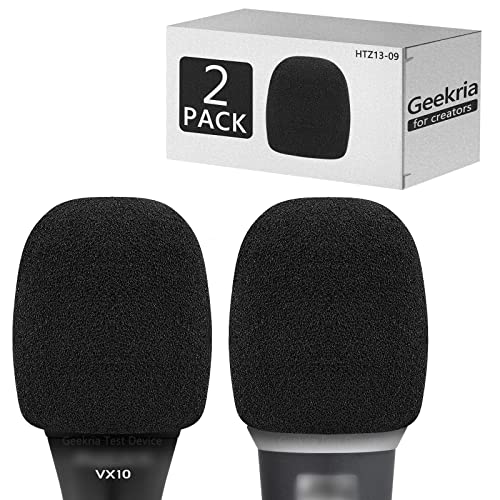 Geekria for Creators Foam Windscreen for 1.6'' Diameter Microphones, Antipop Foam Cover, Mic Wind Cover, Sponge Filter Compatible with Bietrun WXM09, Behringer XM8500 (Black / 2 Pack) - color: Black