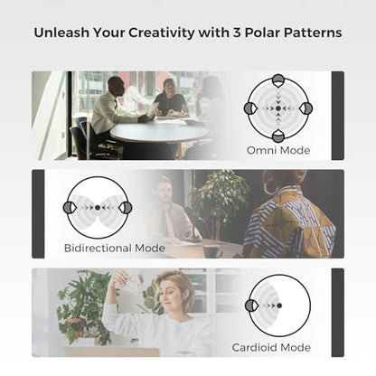 NearStream USB Condenser Microphone for PC, Camera, Podcast Microphone for Stream/Record, Desktop Mic with 8 Mic Array/Noise Canceling/3 Polar Patterns/Volume Control/Monitoring, Studio Mic AM10U