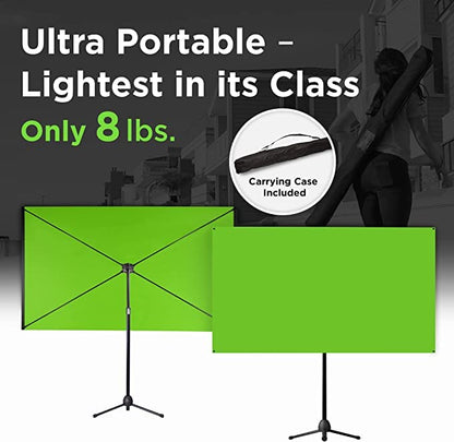 Valera 70in Green Screen Backdrop with Stand for Streaming, Ultra Portable 2 Min Setup, Portrait & Landscape, Tripod & Wall Mount, for Tiktok Zoom Video Meetings & More, +1k Free Backgrounds Included - size: 70 Inch