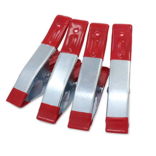 ESUMIC® 4 x6 inch A Metal Spring Clamps, Heavy Duty Spring Metal Spring Clamps, Rubber Coated Tipped Grip Holder For Camping Tarpaulin (Red) (4 -Piece) - color: 6inch 4pcs