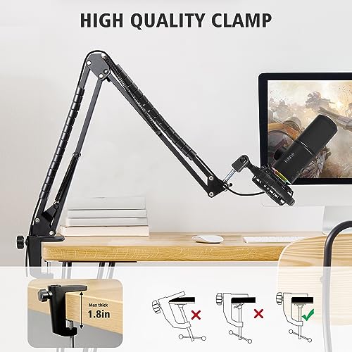 SUNMON Boom Arm for Fifine K658 Microphone with 3/8" to 5/8" Adapter and Cable Sleeve - color: Fifine K658 Boom Arm with Cable Sleeve