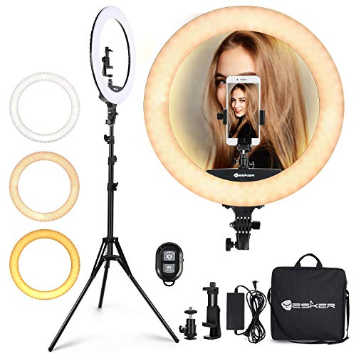 Ring Light 18 Inch LED Ringlight Kit with 73 inch Tripod Stand with Phone Holder Adjustable 3200-6000k Color Temperature Circle MUA Lighting for Camera for Vlog, Makeup,Youtobe, Video Shooting, Selfie - style: 18 Inch Ringlight
