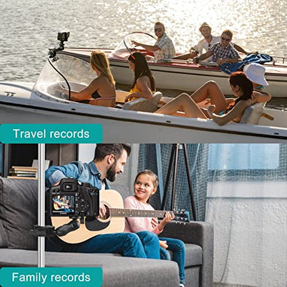 Super Double Clamp Camera Mount Chair Umbrella Clamp, with 360° Magic Arm Double Ball Head Adapter for Umbrella, Pole, Strollers, Motorcycle, Photo Studio Light Stand, Photo Boom Stand