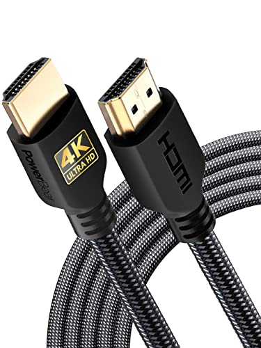 PowerBear 4K HDMI Cable 15 ft [2 Pack] High Speed, Braided Nylon & Gold Connectors, 4K @ 60Hz, Ultra HD, 2K, 1080P, ARC & CL3 Rated | for Laptop, Monitor, PS5, PS4, Xbox One, Fire TV, Apple TV & More - size: 15ft 2pack