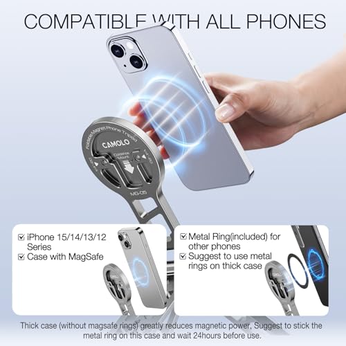Magnetic Pocket Phone Tripod Foldable Compatible with Magsafe for iPhone 17/16/15/14/13/12 Plus Pro Max Series, Upgrade Mini Cell Phone Tripod Mount Handle Smartphone Desk Stand Travel All in One