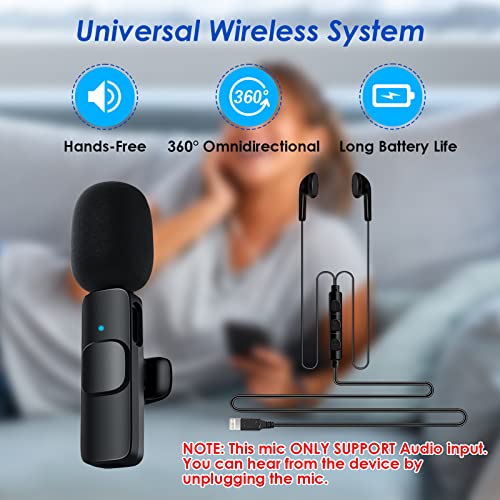 Bulatry Wireless Lavalier Lapel Microphone for iPhone iPad, Bluetooth Mini Clip-on Shirt Phone Mic for Video Recording, TikTok, YouTube, Interview, Podcast