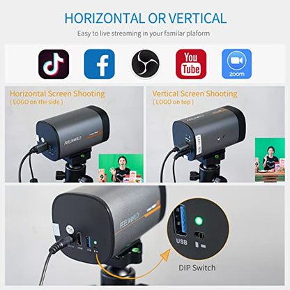 FEELWORLD HV10X Professional Live Streaming Camera Full HD 1080P 60fps USB3.0 HDMI with 10X Optical Zoom Auto Focus Microphone Support Remote Control