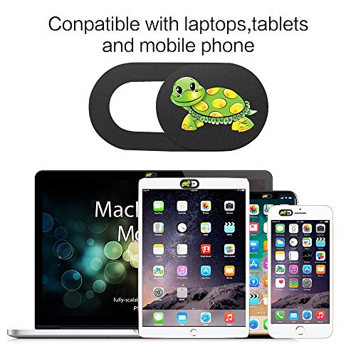 3 Pack Laptop Web Camera Cover Ultra Thin (0.027in) Webcam Cover Slide Turtle Printed for Laptop,Desktop,PC,Macboook,iMac,Computer,Smartphone