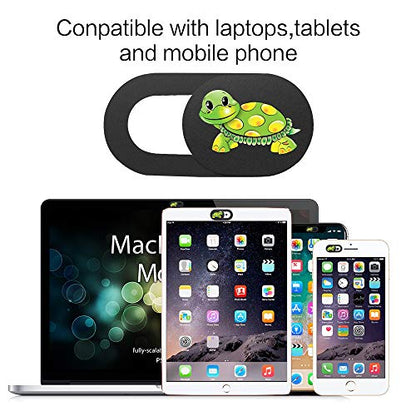 3 Pack Laptop Web Camera Cover Ultra Thin (0.027in) Webcam Cover Slide Turtle Printed for Laptop,Desktop,PC,Macboook,iMac,Computer,Smartphone