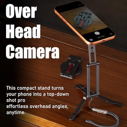 SHINEWEE Ultra-Compact Magnetic Tripod Stand: Aluminum Phone Mount for iPhone 17/16/15/14/13/12 Pro Max, Adjustable Cellphone Holder with 1/4” Screw & Travel Hook (Grey)