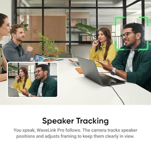 Insta360 WaveLink Pro - 4K Conference Room Speakerphone and Camera, Speaker Tracking, 5m 360° Voice Pickup, Noise Reduction, AI Transcription and Summaries, Plug & Play, Works with Zoom, Teams