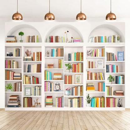 Bookshelf Bookcase Backdrop Library Backdropoffice Background 7 * 5ft | Bookshelf Bookcase Backdrop Home Office Meeting Video Conference Decor Calls Video Recording Photo Props