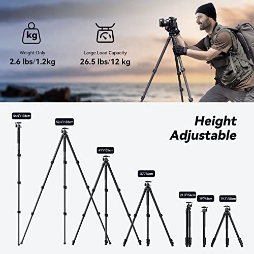 SmallRig AP-10 Carbon Fiber Tripod, 52.4" Lightweight Compact Camera Tripod with Detachable Monopod, 360° Ball Head with Payload 5 kg/11 lb, Quick Release Plate for Canon for Sony, DSLR Camera, Phone - style: 52.4"