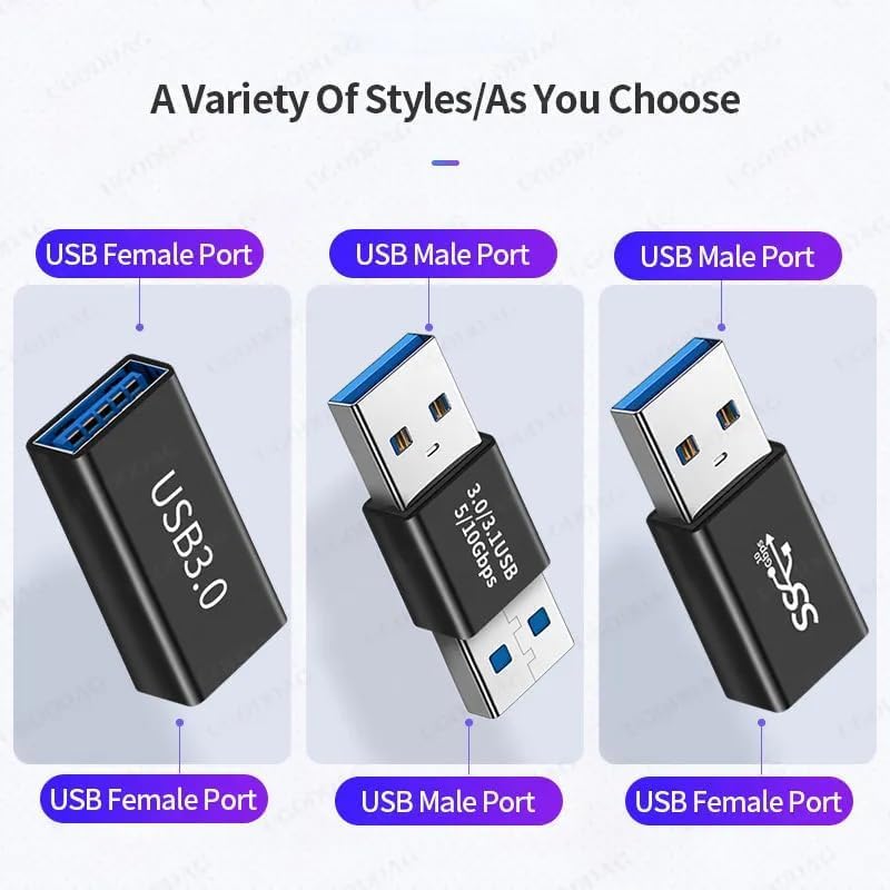 USB 3.0 Adapter Kit, USB 3.0 Female to Female and Male to Male and Female to Male, High Speed Convert Extension Coupler Connector converte
