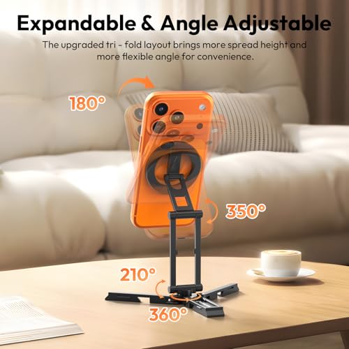 ULANZI SK29 Magnetic Phone Tripod, Foldable Mini Tripod Mount with MagSafe Phone Holder, Aluminium Cell Phone Stand with 1/4”, Arca Uka Base, Travel Vlog Essentials for iPhone 17/16/15/14/13/12