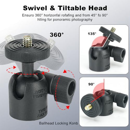 Koolehaoda Phone Tripod Mount Adapter 360 Swivel Ball Head with Hot Shoe | Universal Smartphone Clip Holder 360 Rotation 1/4 Screw for Tripod Ring Light Selfie Stick Compatible with iPhone