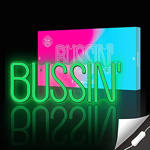 Lumoonosity Bussin Neon Sign - Meme Bussin Led Neon Lights for Gamers/Streamers/Influencers – Cool Trendy Green Led Signs with On/Off Switch for Wall, Bedroom, Game Room Decor - 16.9 x 6.5-inch - style: BUSSIN GREEN