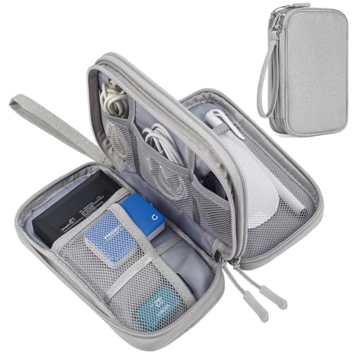 CAAORDKSO Travel Essentials Electronics Organizer Case Tech Pouch, Cord Organizer Travel Cable Organizer Bag for Travel Accessories, Charger, Phone, Power Bank, Hard Drive (Light Grey, Large) - color: Light Grey, size: Large