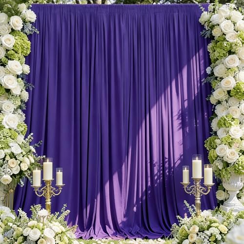 Sugargirl Wrinkle Free Purple Backdrop Curtains Polyester Photo Backdrop Drapes Curtains with Rod Pockets for Party Birthday Wedding Photography Home Decoration(5x7FT, 2 Panels) - color: Purple, size: W5' x H7' (2 panels)