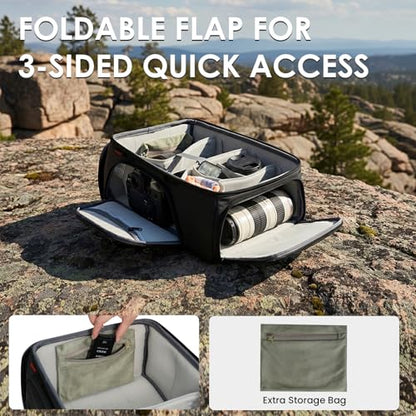 TARION Medium Camera Insert Bag Quick Access DSLR Inner Case Organizer M | Fits 2 Cameras 7 Lenses Drone Gear, Full Back Opening, Framed Top Lid, Protective Insert Cube, 14.6x11x6.7" ShellCore M - style: M (2 Cameras 7 Lenses)