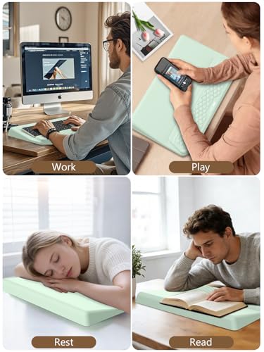 2-in-1 Ergonomic Keyboard Stand with Wrist Rest, Comfy Keyboard Riser Holder with Massage Design, Light Green - color: Light Green